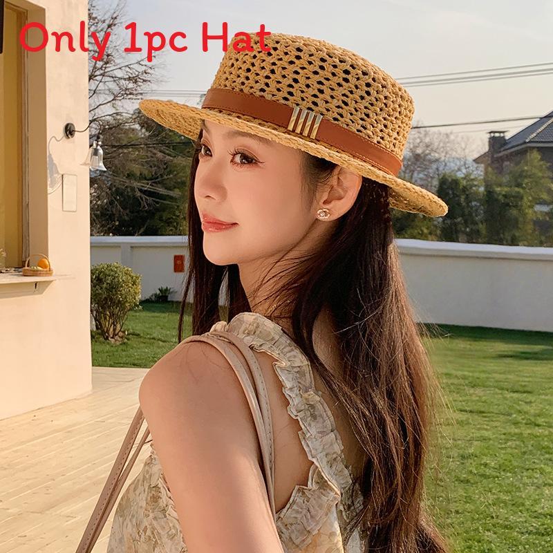 Vintage British Style Straw Hat With Sun Protection For Summer Travel