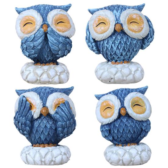 Owl Figurine Realistic Hand Painting Resin Stable Base Owl Ornament for Living Room