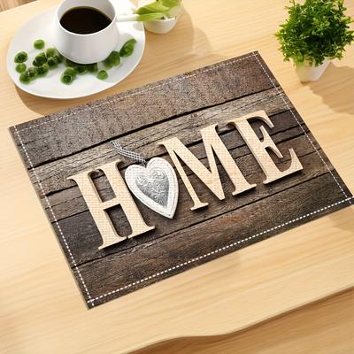 4 Pezzi Tovaglietta Antiscivolo, Tappetini da Cucina Isolanti con Motivo a Cuore Effetto Legno, Decorazione Lavabile per Feste, Decorazione Festiva per Ristoranti, Tovaglietta per la Decorazione della Casa