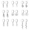 Hot-selling ins wind five-pointed star love snake butterfly rose ear buckle set simple trend earrings pair