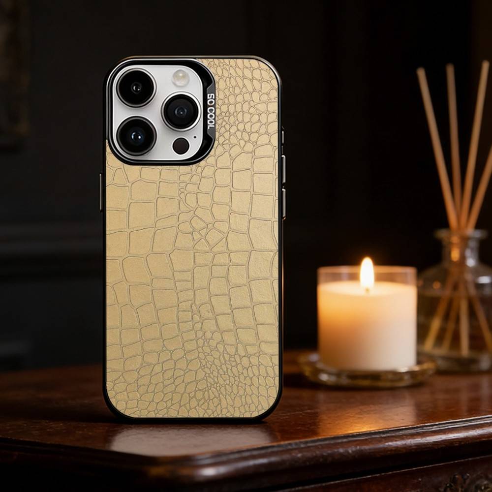Crocodile Skin Phone Case Color Silver Shell For IPhone 17 16 15 14 13 12 11 Pro Max Plus