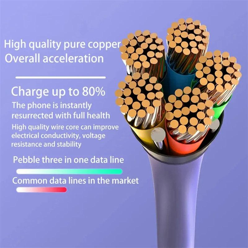 3-in-1-Mobiltelefon-5A-Superschnellladekabel Typ C USB-Ladekabel für iPhone, Xiaomi, Android, Huawei Vivo-Ladekabel