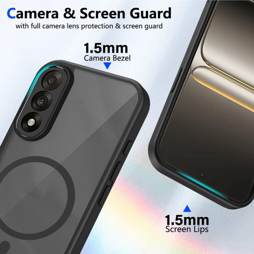 Magnetyczne etui na telefon OnePlus: Półprzezroczysty Czarny dla OnePlus 15, Nord CE 5, 13T i 13R.