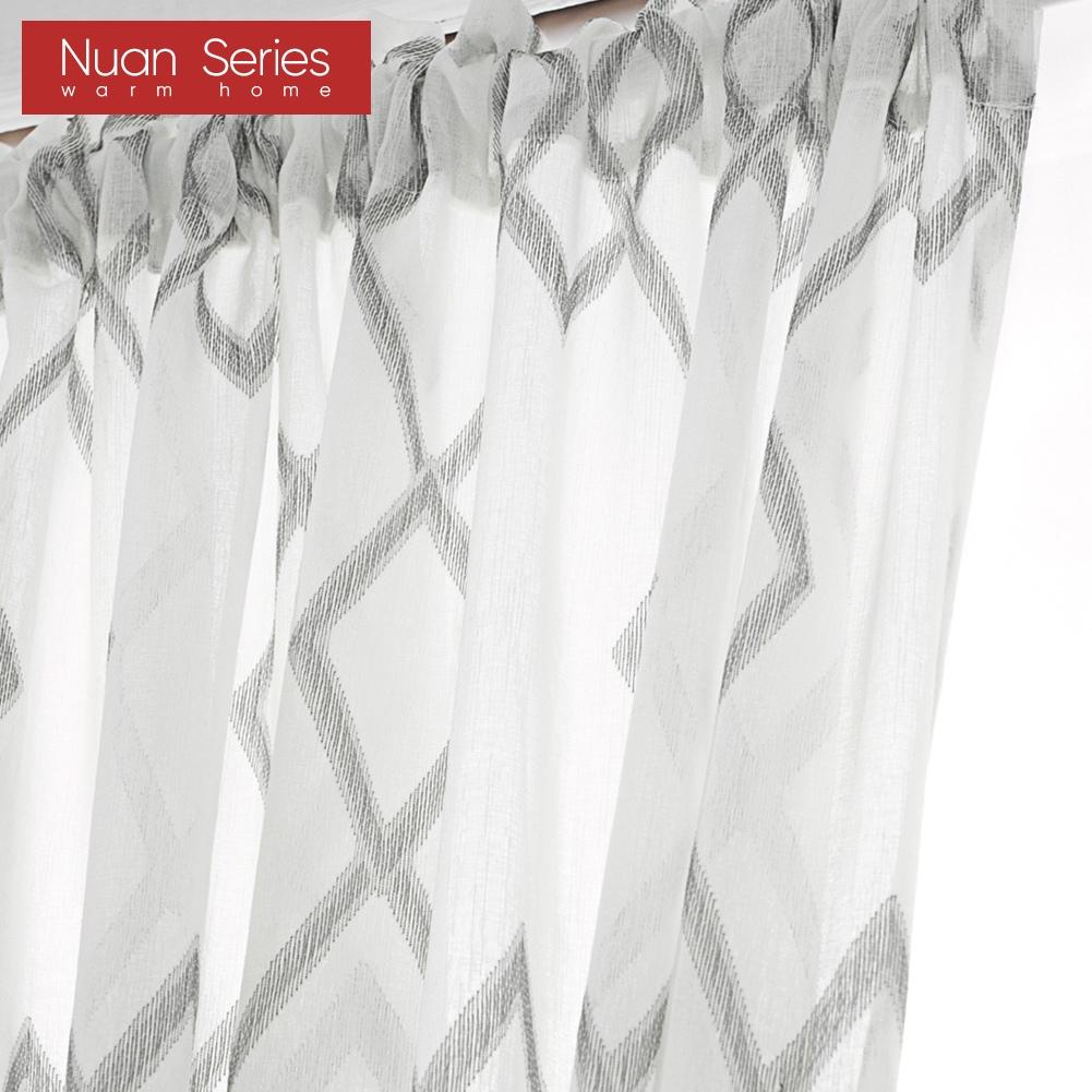1PC Nuan Series Diamond Jacquard Translucent Door Curtain, Simple Rod Pocket Sheer Curtain for Kitchen Bedroom Living Room Home Decor