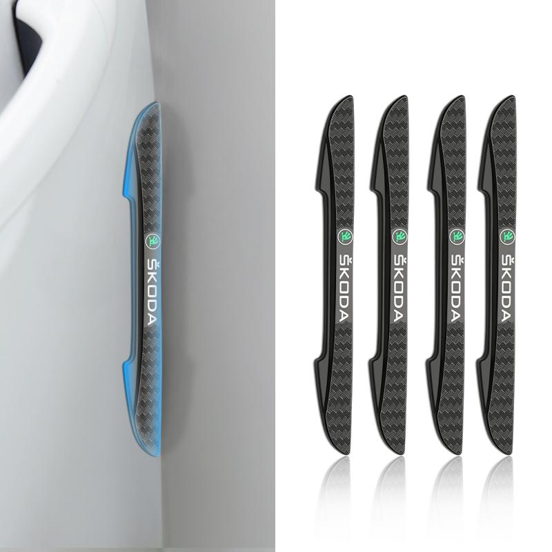 4Pcs Car Anti-collision Strip Rubber Door Bumper Protection Sticker For Skoda Superb Rapid Kodiaq Karoq Fabia Kamiq Roomster