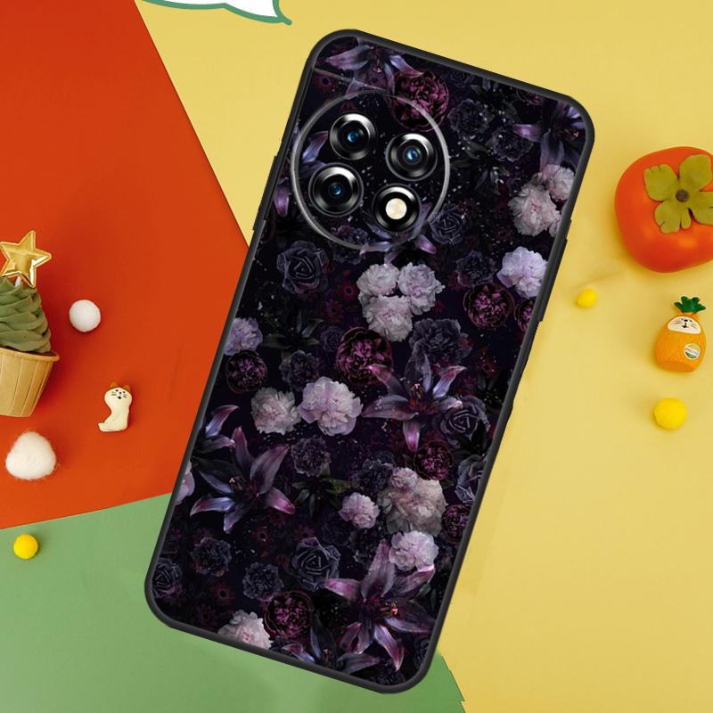 Midnight Floral Back Case For OnePlus 15 13R 13 13T 12 12R 11 10 10T 8T Nord CE 5 2 3 4 Lite N20 N30 Cover