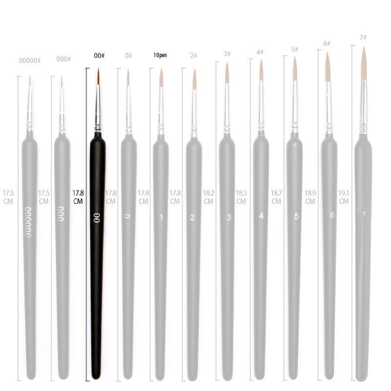 Set Pennelli Liner Triangolari Pelo di Lupo - Set da 11 Pezzi Pennelli Ultra-fini in Nylon per Acquerello e Contornatura