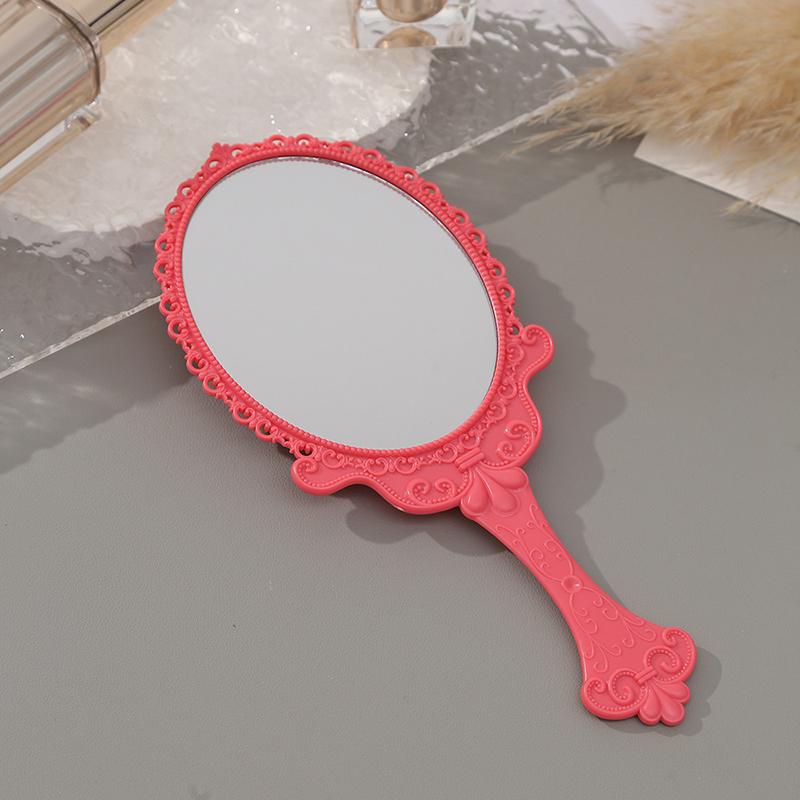 

Винтажное резное ручное зеркало для макияжа, зеркало для спа-салона, ручное зеркало для макияжа, компактное косметическое зеркало для женщин красный
