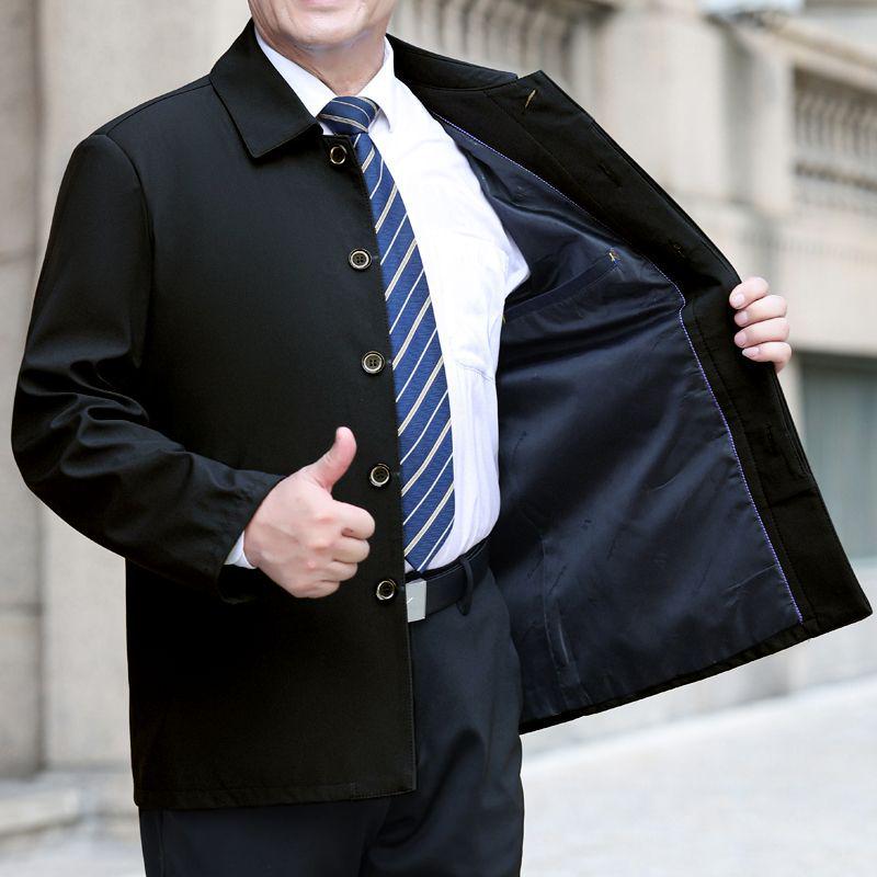 Herren Leichte Freizeitjacke - Frühling/Herbst Stil, Umlegekragen, Knopfverschluss, Lockere Passform für Mittelalte und Ältere.