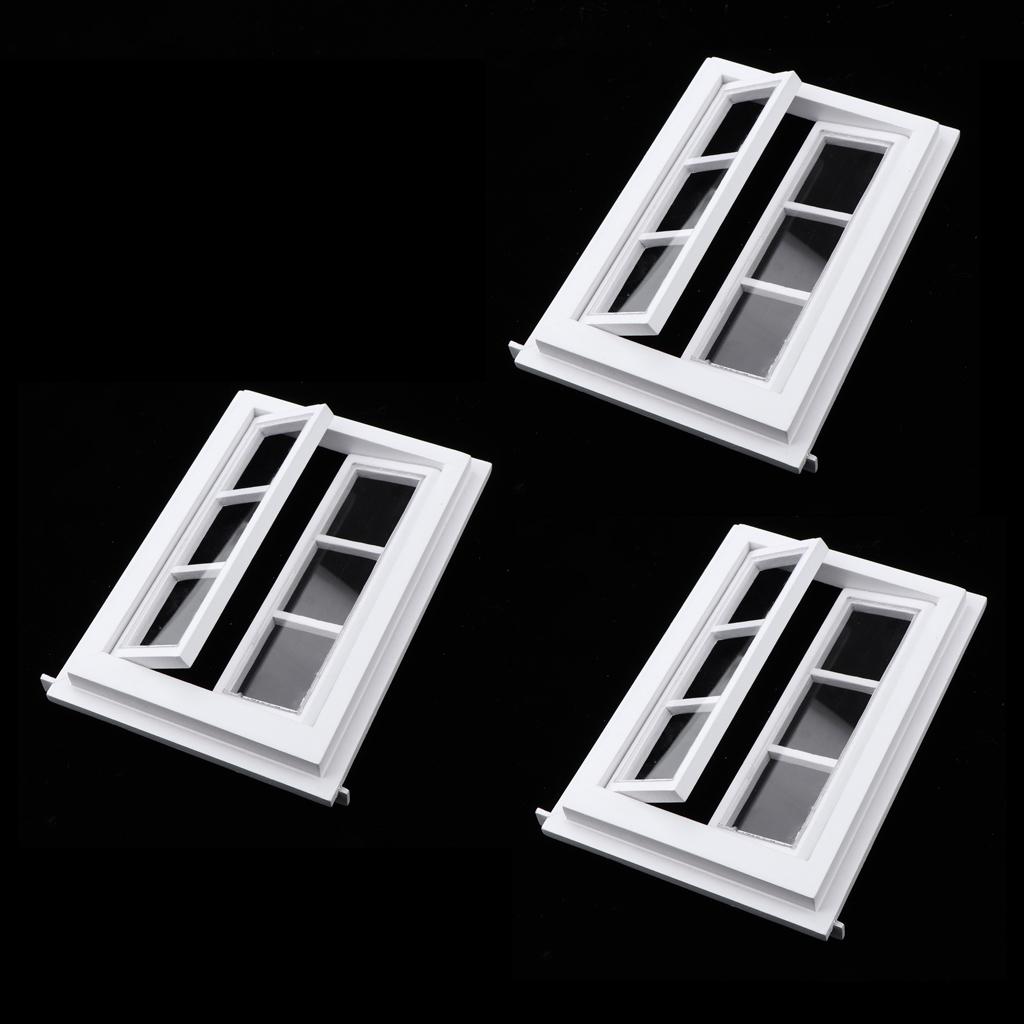 Handmade Wood Window Furnishings for Doll Room/ Bedroom/ Dining Room, 3pcs Set