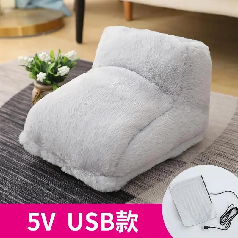 Electric Foot Warmer Fleece Foot Heating Pad USB Electric Heater Winter Plush Shoes for Home Bedroom Sleeping Feet Heating Pads