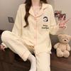 Dackel-Pyjama Herbst und Winter Damen Warm Süß Kariert Luftbaumwolle Lässig Trend Cartoon Loungewear Set