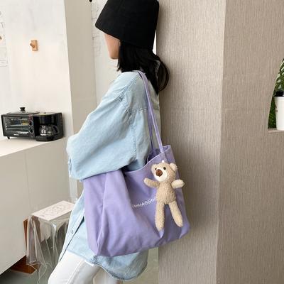 Canvas Bags Women New Tide Net Red Large Capacity Handheld Tote Bag Students Shoulder Shopping Bag