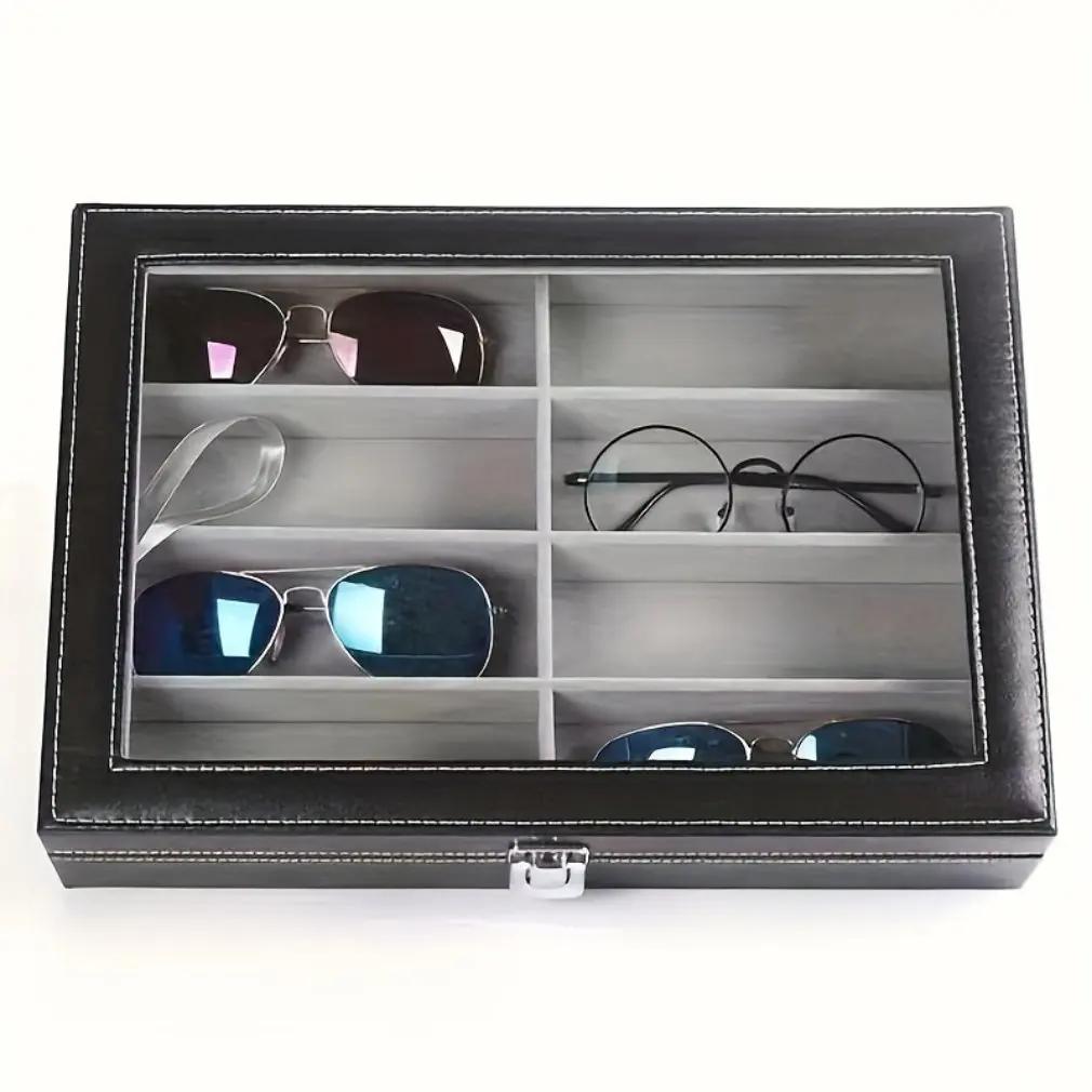 Multifunctional Sunglasses Storage Box Men's and Women's Glasses Display Box PU Leather Dustproof Jewelry Watch Storage Box