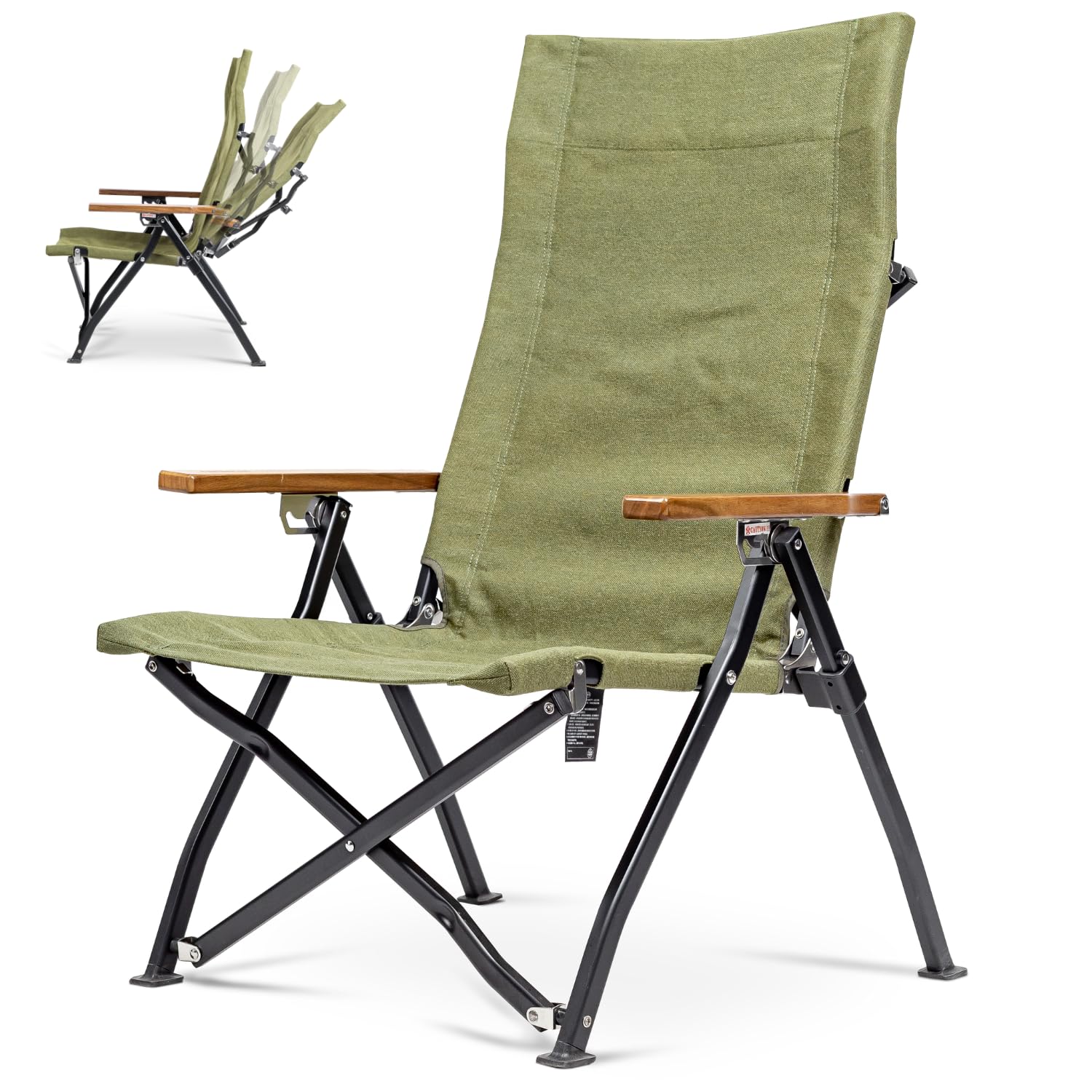Simpleme Раскладное кресло для улицы Низкое раскладное кресло с местом для хранения Максимальная нагрузка 120 кг Алюминиевый сплав Черное ореховое дерево Складное туристическое кресло Туризм,