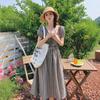 French black bubble sleeve plaid dress children's summer 2026 new small temperament slim dress
