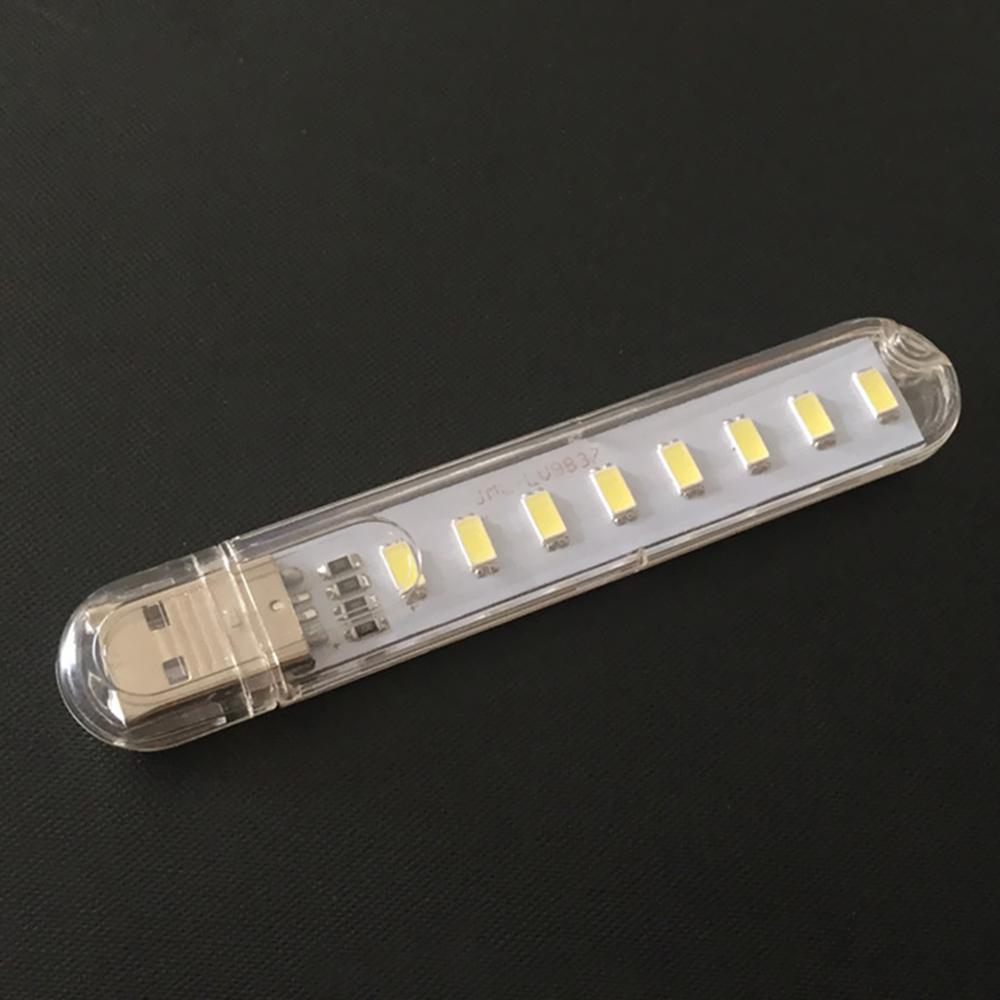 8 LED USB Powered Operated Mini Reading Lamp Book Light Portable White for Office Students Library