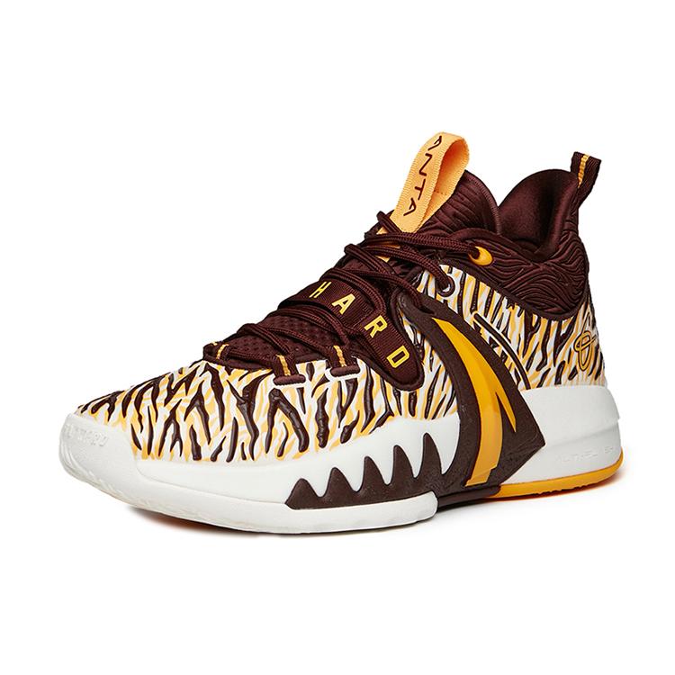 New Anta GH2 Gordon Hayward 2nd Generation Cushioning Anti Slip And Wear Resistant Mid Top Basketball Shoes Brown Yellow 112141105-2