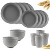 16Pcs Wheat Straw Dinnerware Set Eco Friendly Tableware Unbreakable Kitchen Cutlery Dishes Eating Cutlery Camping Service for 4