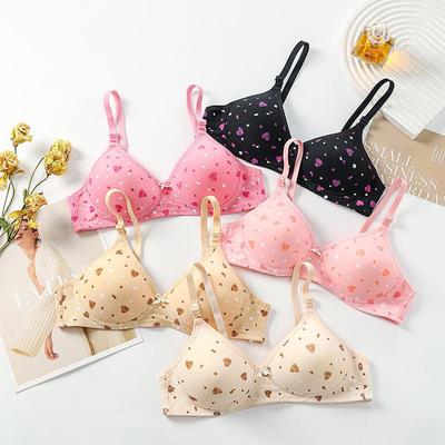 Soutien-gorge Confort Sans Armature Imprimé pour Femmes Transfrontalier avec Fermeture à Deux Rangées