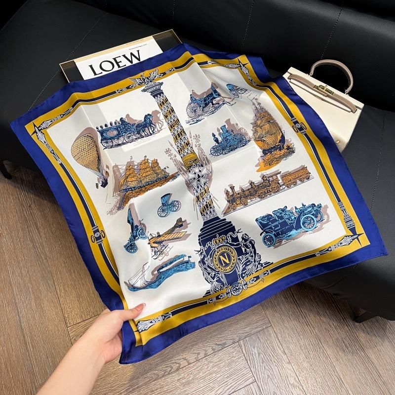 New silk scarf women's fashion versatile high-end small square scarf Korean version neck protection scarf spring and autumn retro scarf binding bag