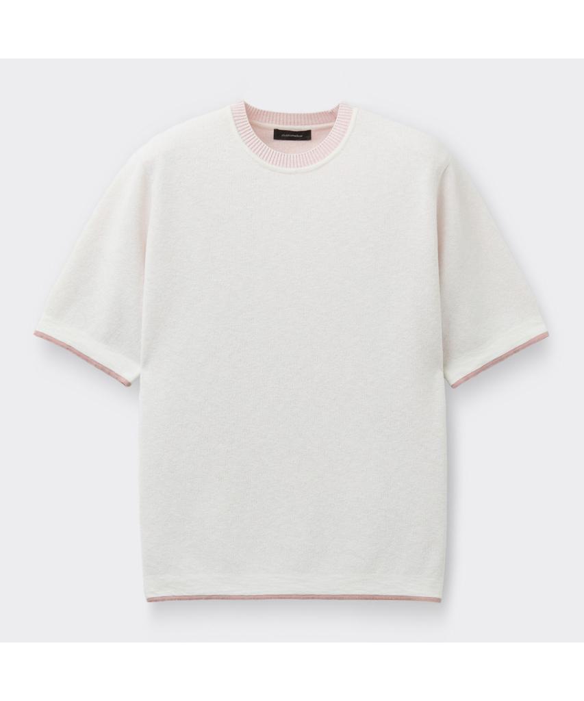 Keoseuuteommellou Pink Two-Tone Half Round Neck Sweater Cwwam26422Pix