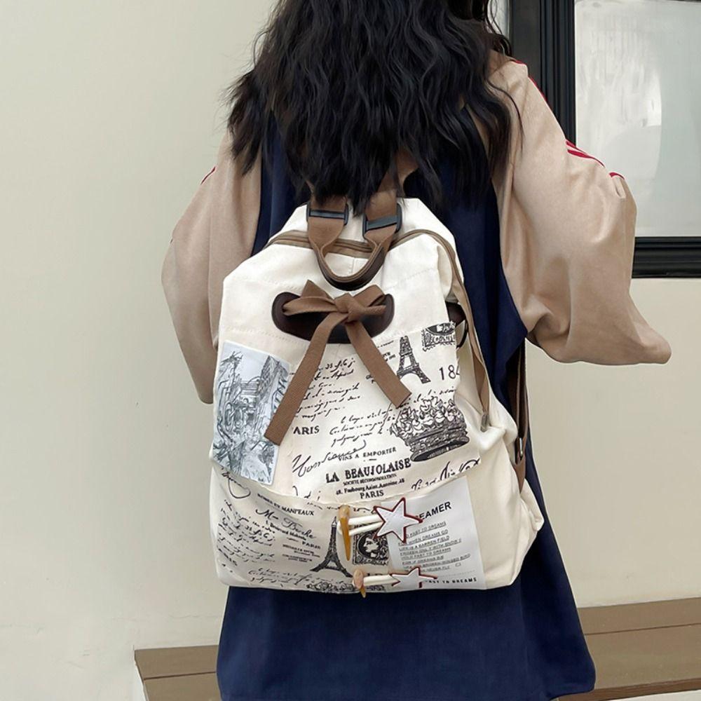 

Nylon Patchwork Backpack Multi-pocket School Bags Fashion Casual Schoolbags College Students