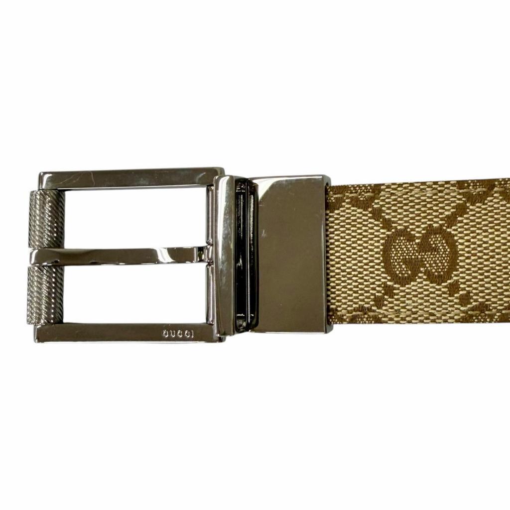 Great GUCCI belt Silver pin buckle beige leather mens Used