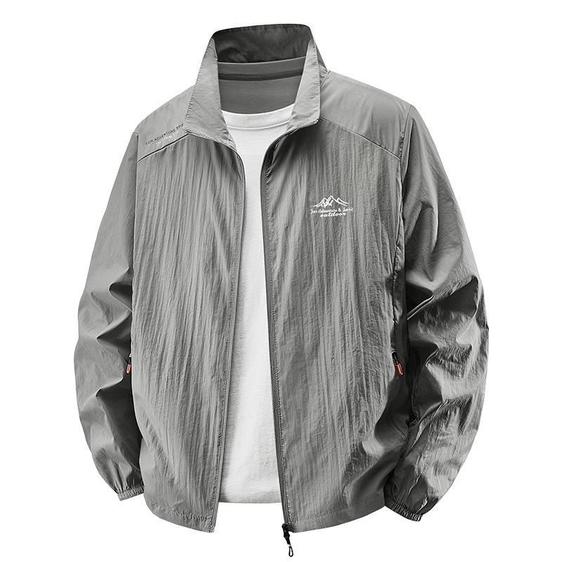 Men's Summer Ice Silk Thin Breathable Jacket, UV Resistant Outdoor Fishing Men's Sun Protection Suit