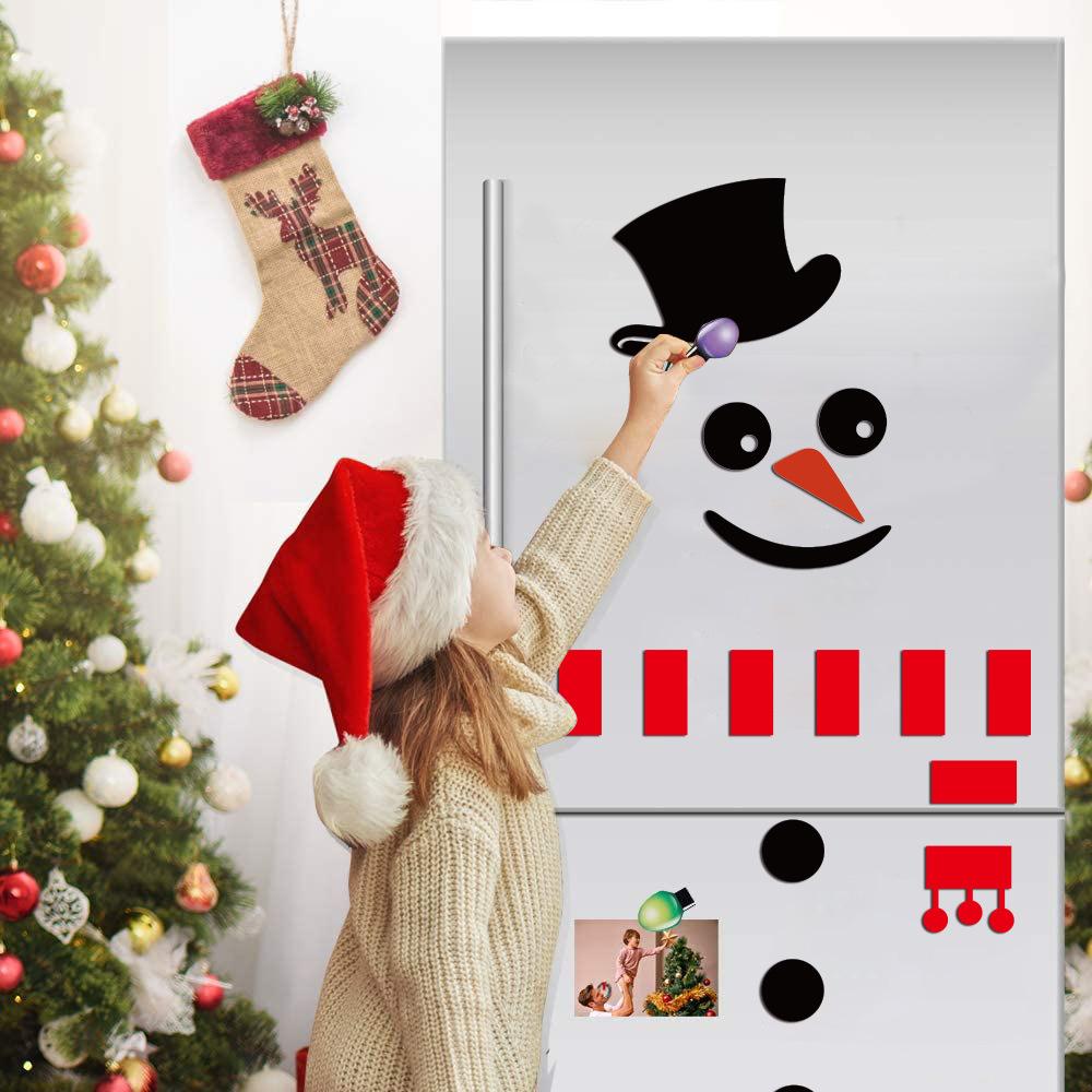 

Christmas Fridge Sticker Holiday Snowman Expression Home Party Ornaments Decorat