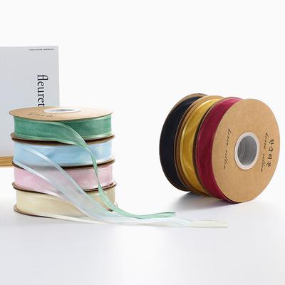 25Yards/Roll 2.5Cm Sheer Chiffon Ribbon Satin Ribbons For Gift Wrapping Decoration Wedding Bouquets Party Wreath Lace