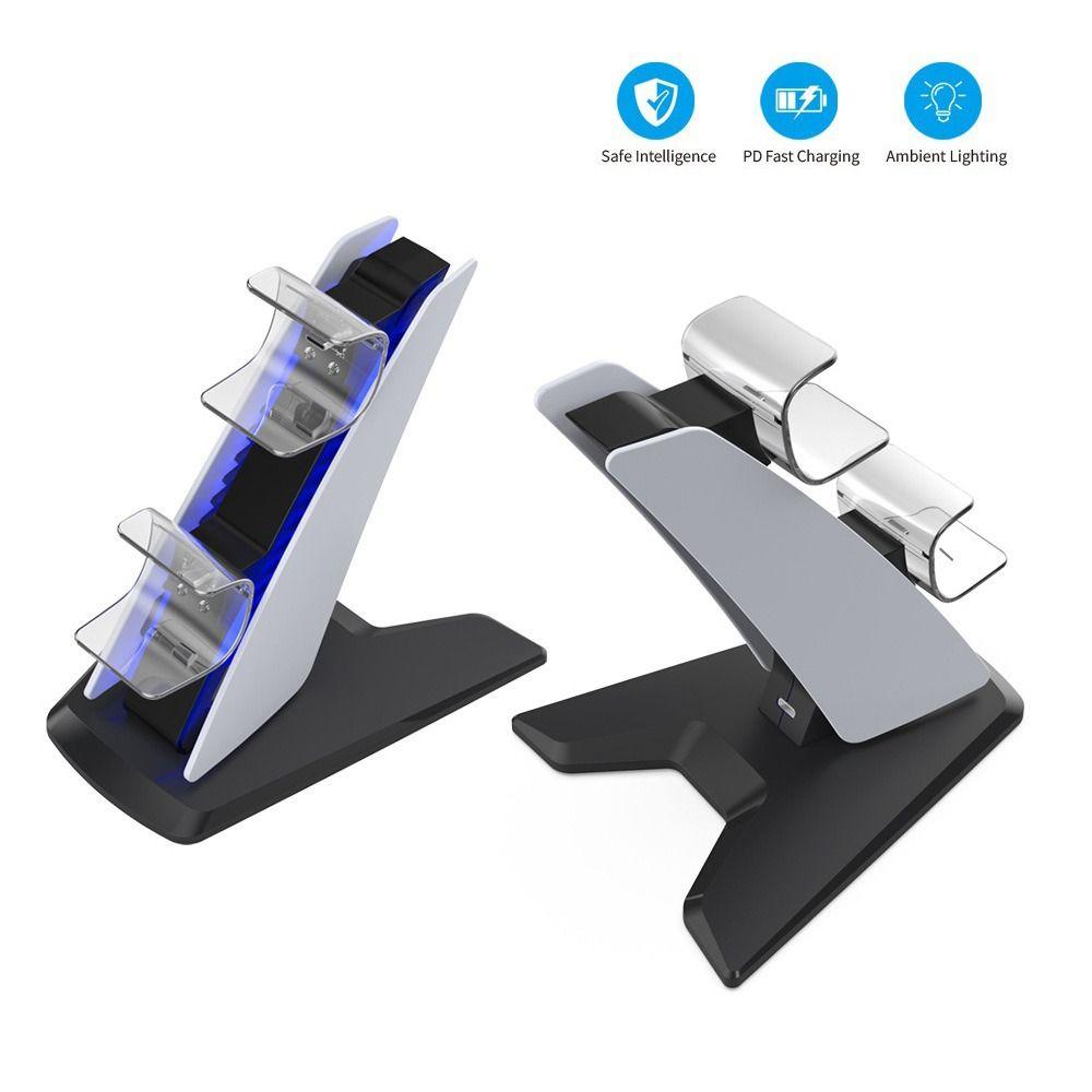 Light Indicator Wireless Joystick Charging Base Dual Controller Stand for Sony Playstation 5