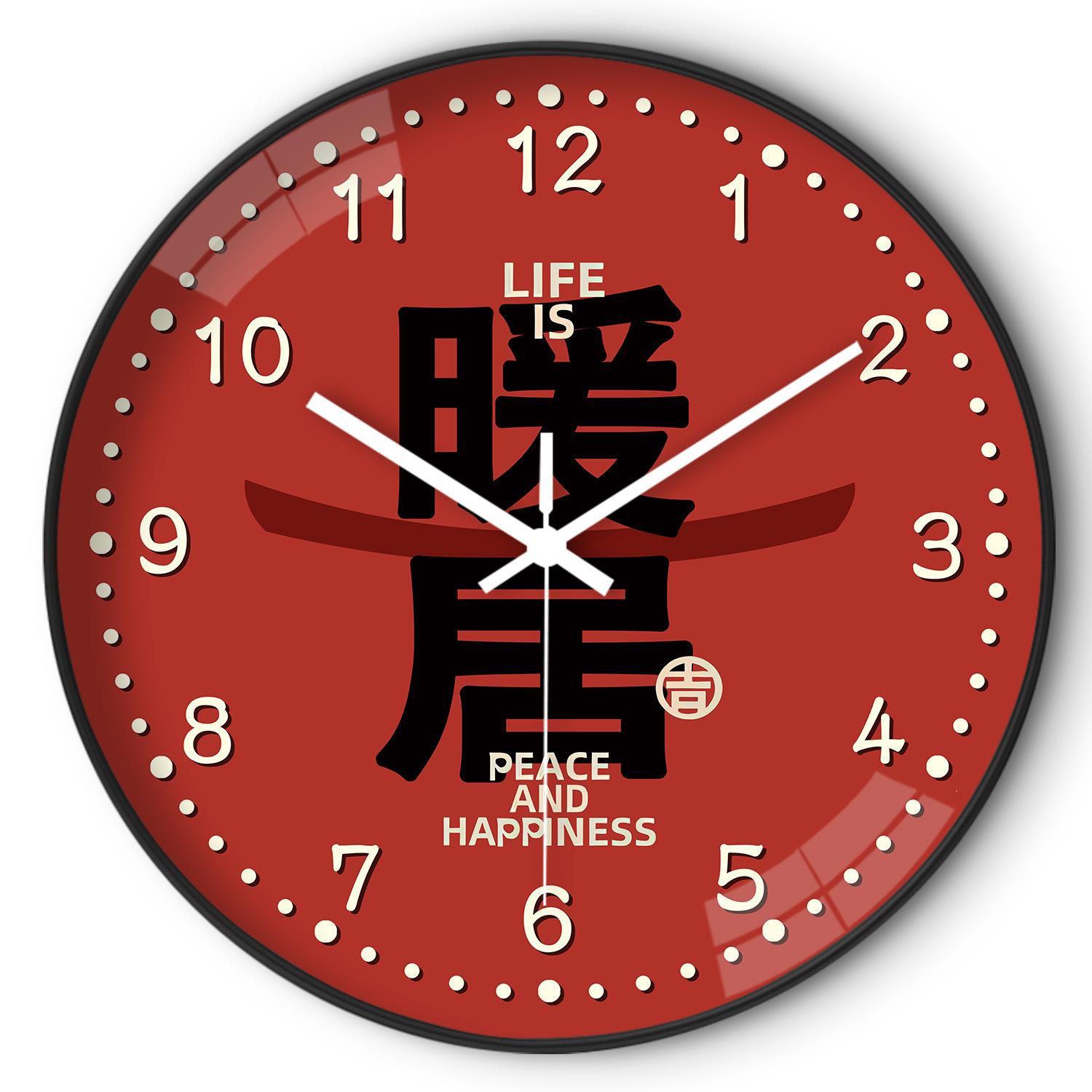 

16-дюймовые 40 см Праздничные настенные часы в китайском стиле на Праздник Весны, для гостиной, спальни, креативные бесшумные часы