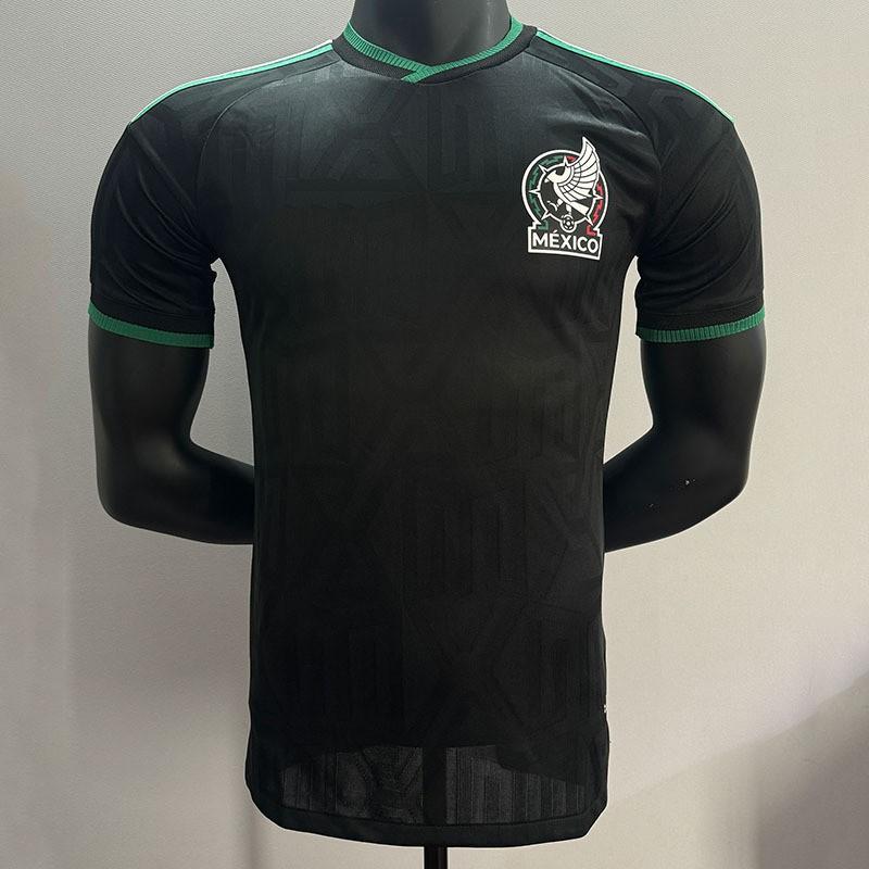 Herren Kurzarm Fußballtrikot Mexiko Spieler Edition Bambusfaser Performance Fußballuniform Erwachsene Training Small black