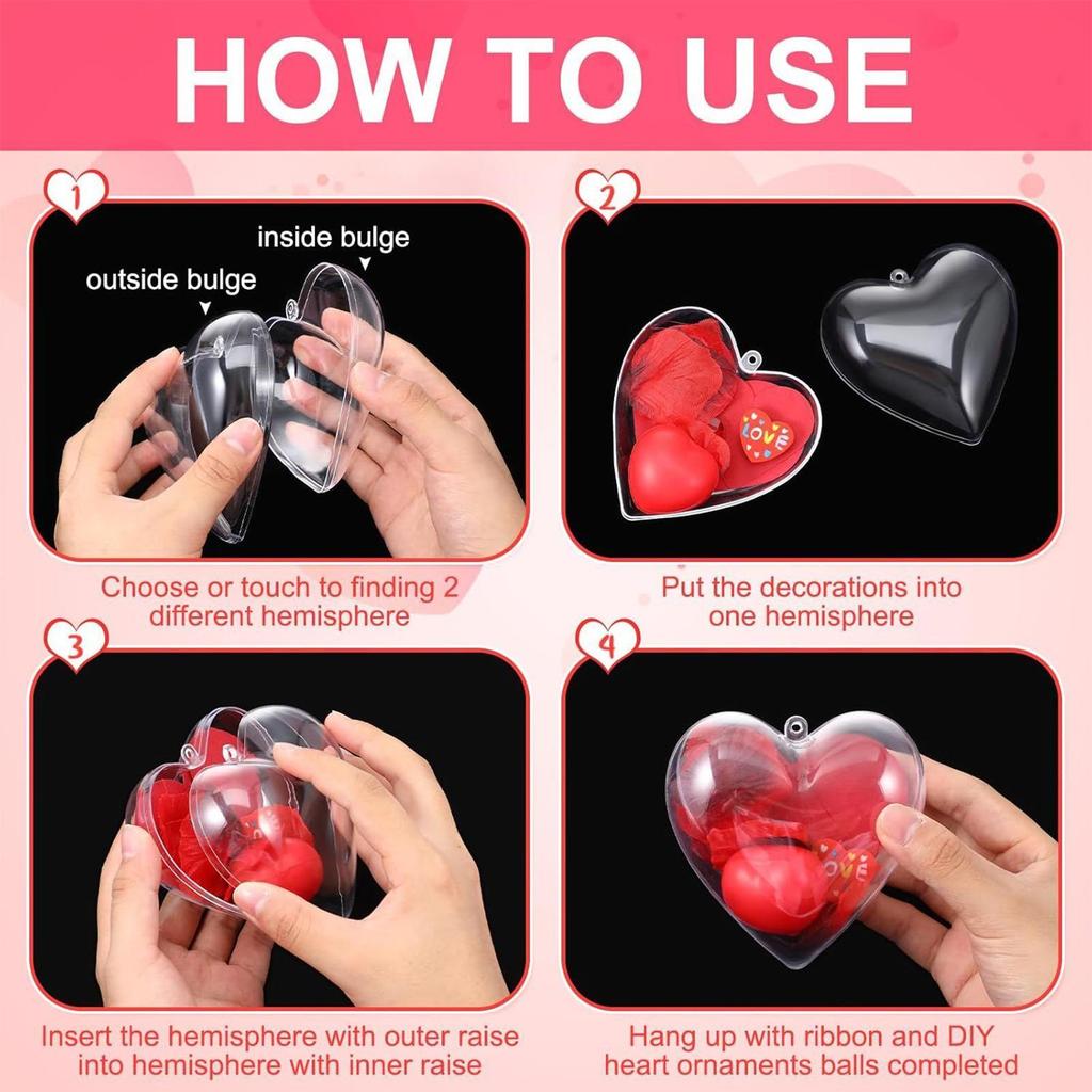 Herzförmige Schachteln Valentinstag Füllbare Organizer 10 Stück Kleine Süßigkeiten-Dosen Schachteln für Hochzeit Neujahr Geburtstag Karten Bänder