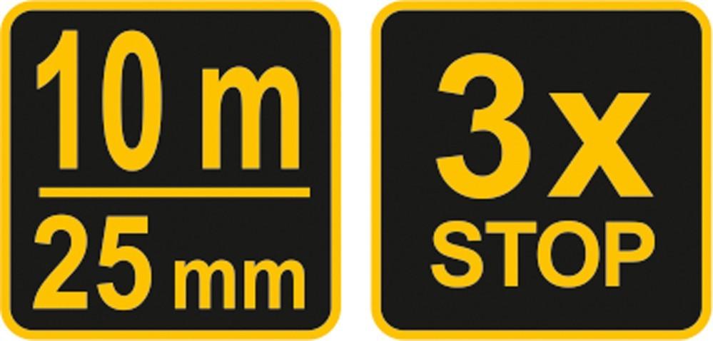 Gelbes und schwarzes Maßband 10 m x 25 mm 10129 VOREL