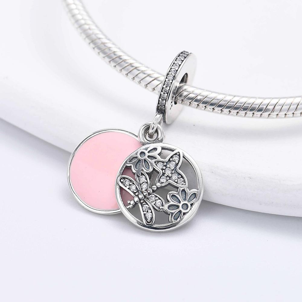 New Real Copper Double-Ring Pendant Charm Suitable For Original Wrist Bracelet Accessories Women Jewelry Piece