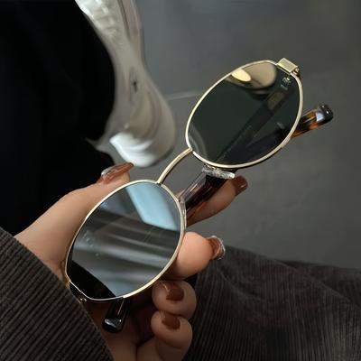 Trendy Oval Sunglasses Women Metal Frame Sun Glasses Ladies Classic Vintage Brand Designer Shades Unisex Anti Glare Eyeglasses