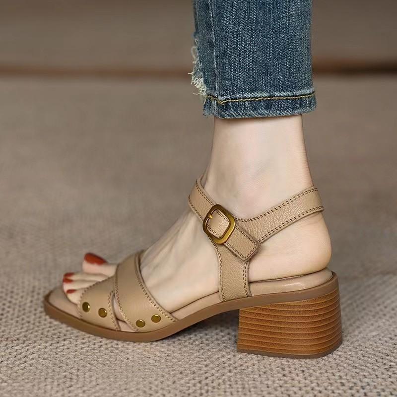 

Women s Summer Mid-heel Open-toe Sandals with Empty Back Cross Straps Elegant Heeled Shoes Woman Non-slip Lightweight High Heels