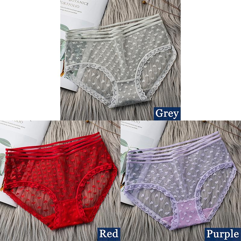 3pcs Sexy Lace Transparent Panties for Women Underwear Fashion Panty Lingerie Breathable Hollow Out Briefs Female Underwear
