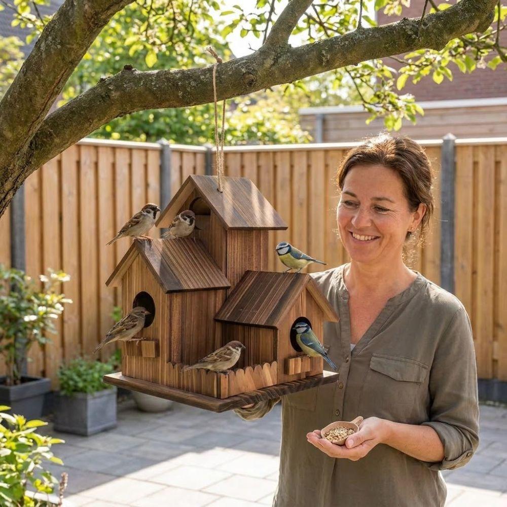 Thickened Wooden Bird House Incubation Box Bird Villa Nest Creative Bird Breeding Box Backyard