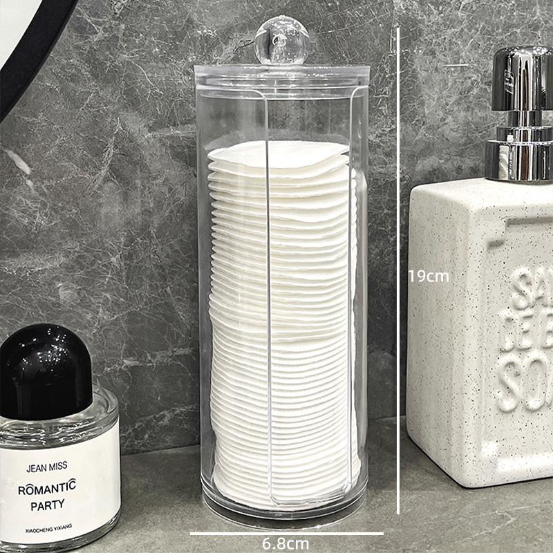 Cotton Pad Storage Box, Cotton Swab Box Holder, Household Transparent Cover Acrylic Desktop Powder Puff Organization Box