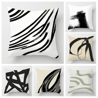 Scandinavian Ins Style Abstract Geometric Pillow Cover 45x45cm Short Plush Sofa Cushion Cover Art Cushion Cover