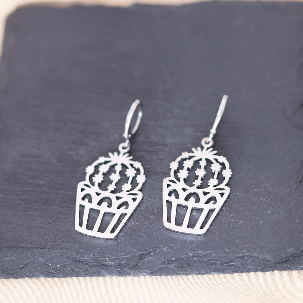 Kinitial Stainless Steel Death Moth Sun Moon Snake Mushroom Cactus Hamsa Hand Horse Earrings For Women Trendy Piercing Jewelry