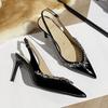 24H1 high heels women's high-end sense thin heel temperament fashion nude not tired feet pointed rhinestones empty shoes