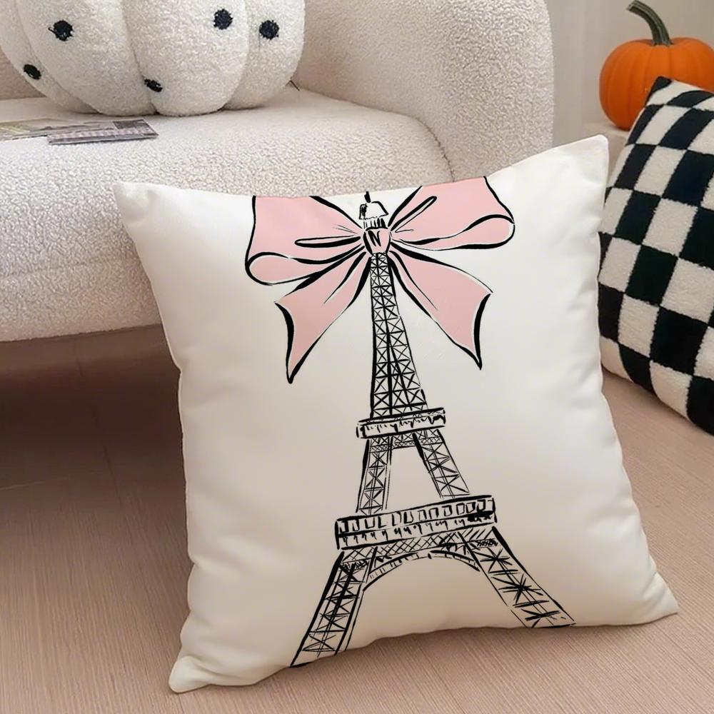 Classic France Eiffel Tower Cushion Cover Throw Pillow Cover Hidden Button Durable Polyester Chair Cushion