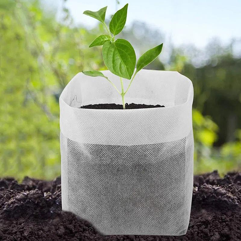 8X10Cm 100Pcs Biodegradable Seed Nursery Bags, Non-Woven Plants Growbags, Fabric Seedling Pots Plants Pouch, Home Garden Supply