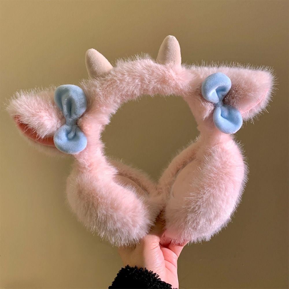 Small Bow-knot Little Lamb Horns Earmuffs Cartoon Cute Ear Cover Winter Ear Warmer  Winter Sport