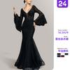 2026 Cross-border New European and American Women's Clothing Amazon Dress Lace Embroidered Fishtail Black Slim-fitting Evening Dress