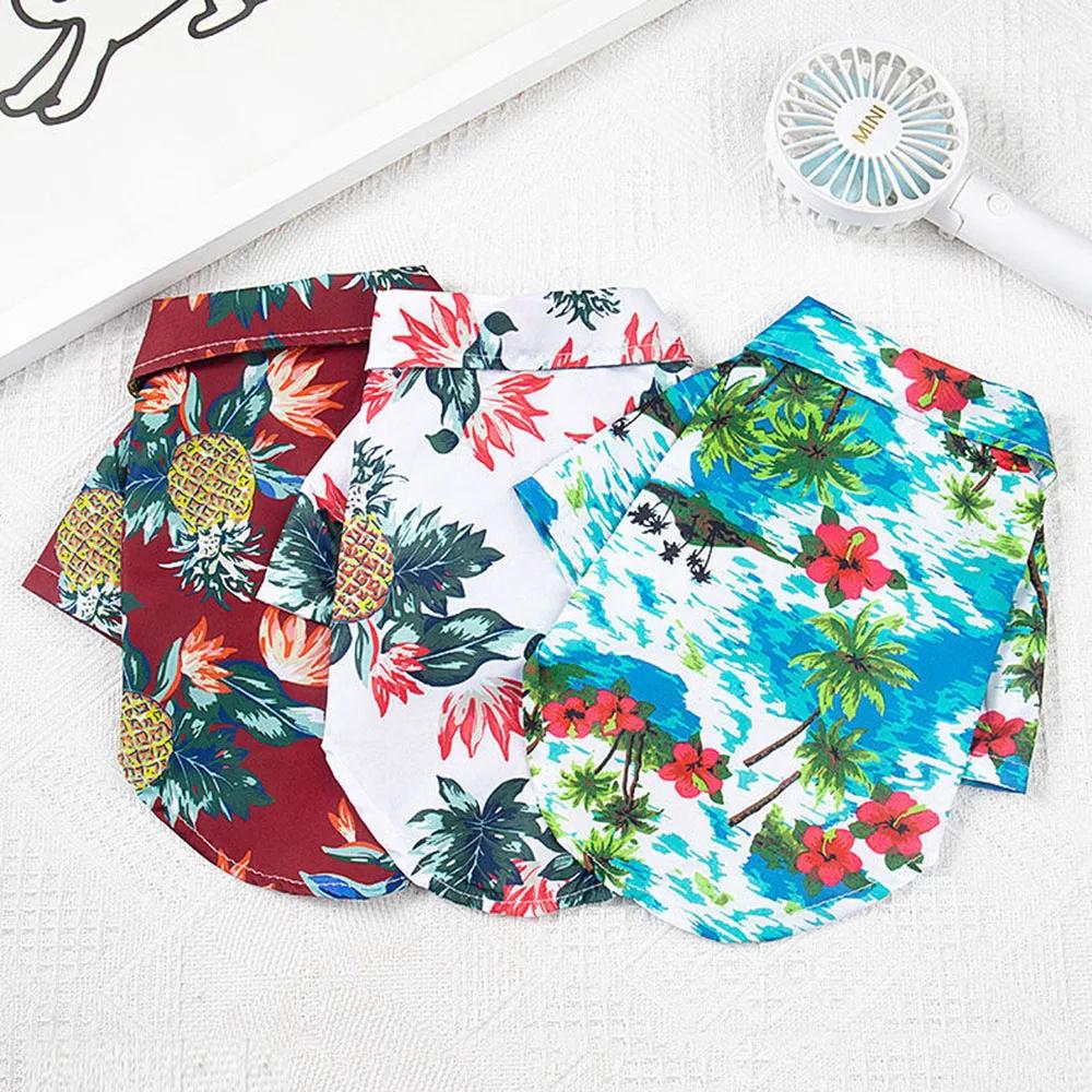 Hawaiian Style Dog Clothes Fashion Casual Puppy Dog Floral Polo Shirt Summer Pet Beach T-Shirt for Bulldog Doggie Cats Clothing